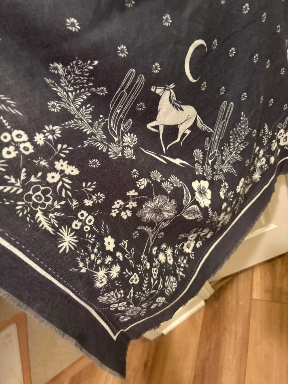 BCBGeneration Navy and Cream Floral Print Scarf
